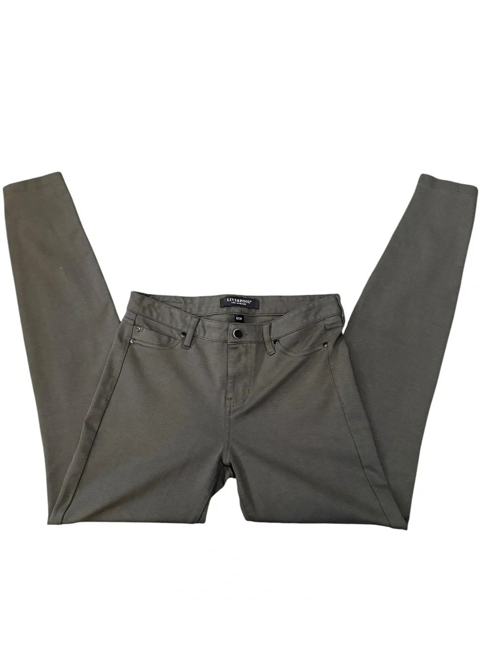 Liverpool Ponte Pants, Olive Dark Army Green Stretch Skinny, Size 6